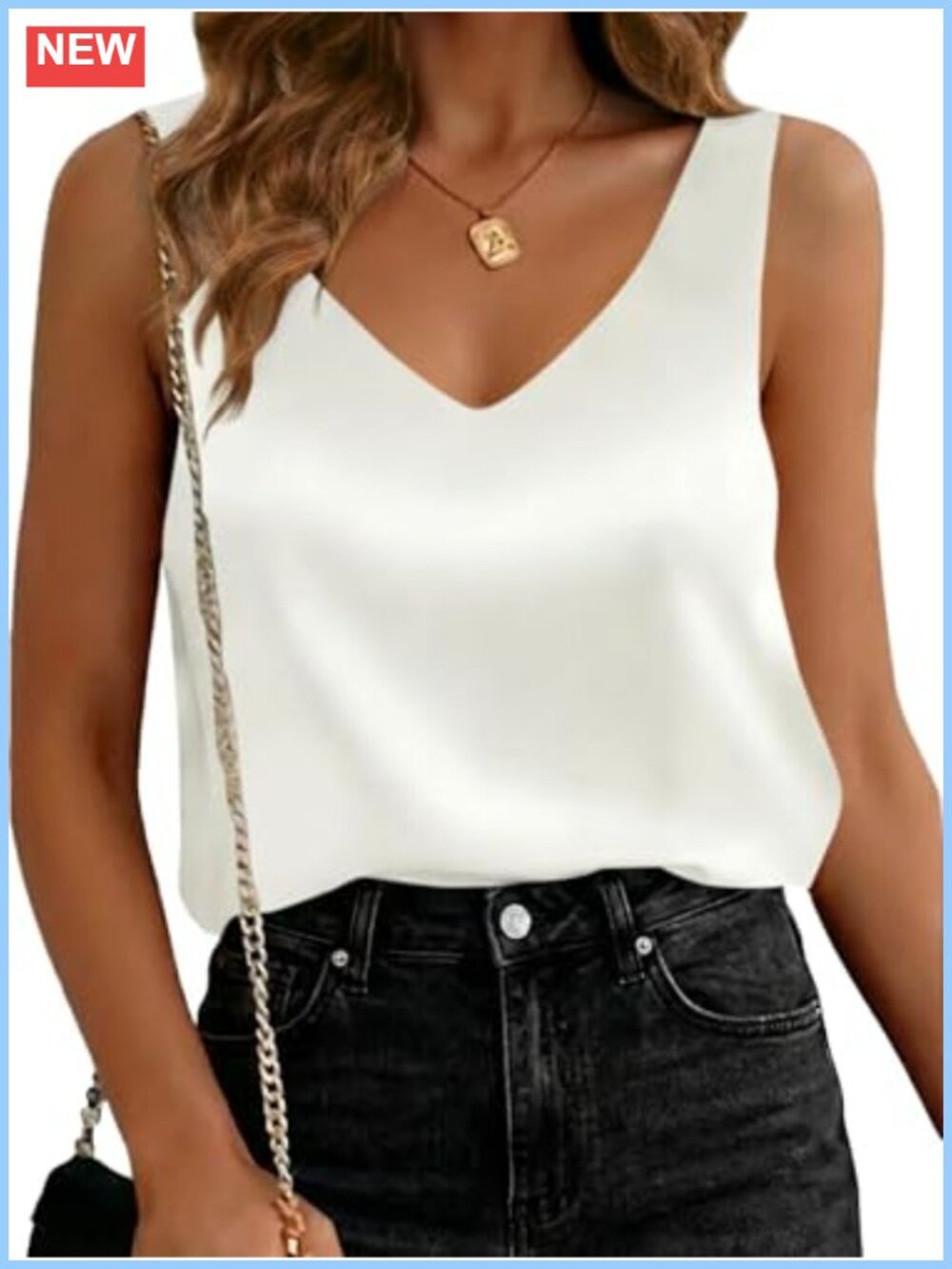 Silk Satin Tank Top V Neck Sleeveless Dressy Casual Camisole Blouse